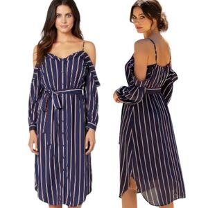 BARDOT "Paloma" Striped Cold Shoulder Dress - Size 6